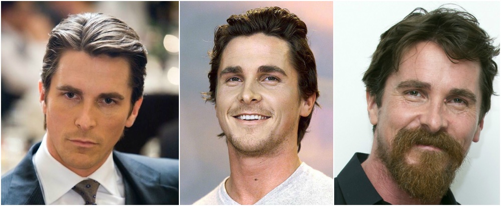Christian Bale`s eyes color - dark brown, hair color - dark brown Christian Bale`s eyes and hair color