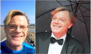 Eddie Izzard`s eyes and hair color