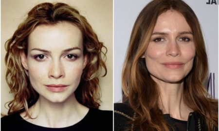 Saffron Burrows` eyes and hair color