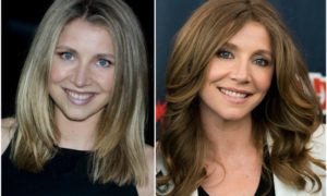 Sarah Chalke`s eyes and hair color