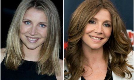 Sarah Chalke`s eyes and hair color