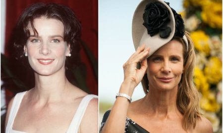 Rachel Griffiths` eyes and hair color