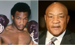 George Foreman`s eyes and hair color