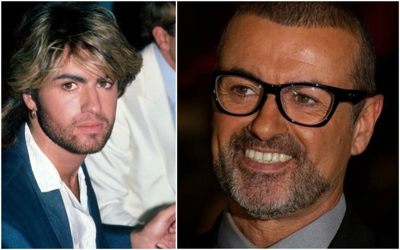 George Michael`s eyes color - light brown and hair color - dark brown George Michael`s eyes and hair color