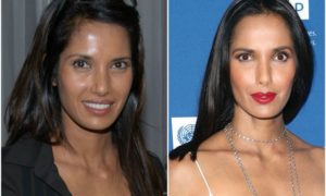 Padma Lakshmi`s eyes and hair color