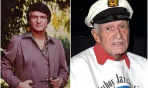 Hugh Hefner`s eyes and hair color