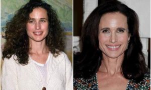 Andie MacDowell's eyes and hair color