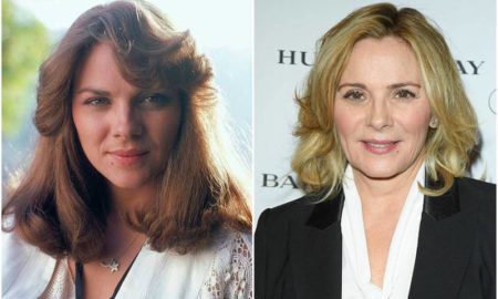Kim Cattrall's eyes and hair color