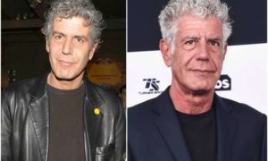 Anthony Bourdain's eyes and hair color