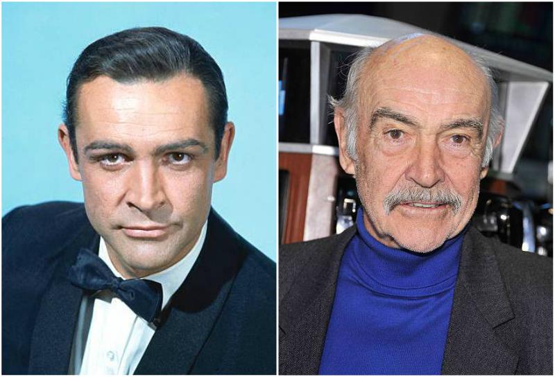 Sean Connery's eyes color - dark brown and hair color - black Sean Connery's eyes and hair color