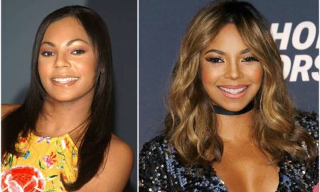 Singer Ashanti's eyes and hair color