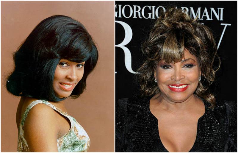 Tina Turner’s eyes and hair color - dark brown Tina Turner’s eyes and hair color