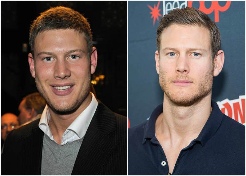 Tom Hopper's eyes color - blue and hair color - light brown Tom Hopper's eyes and hair color