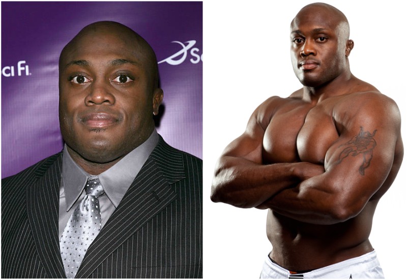 Bobby Lashley's eyes color - brown and hair color - bald Bobby Lashley's eyes and hair color