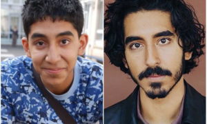 Dev Patel's eyes and hair color