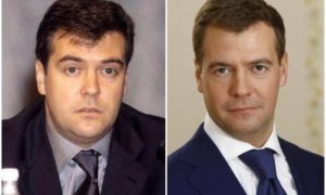 Dmitry Medvedev's eyes and hair color