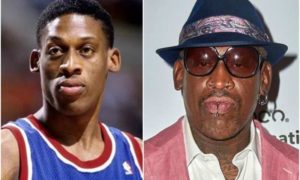Dennis Rodman's eyes and hair color