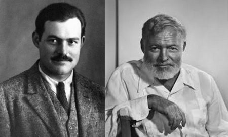 Ernest Hemingway's eyes and hair color